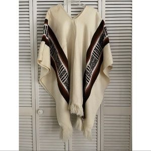 Vintage Woven Blanket Poncho Southwestern Native Design